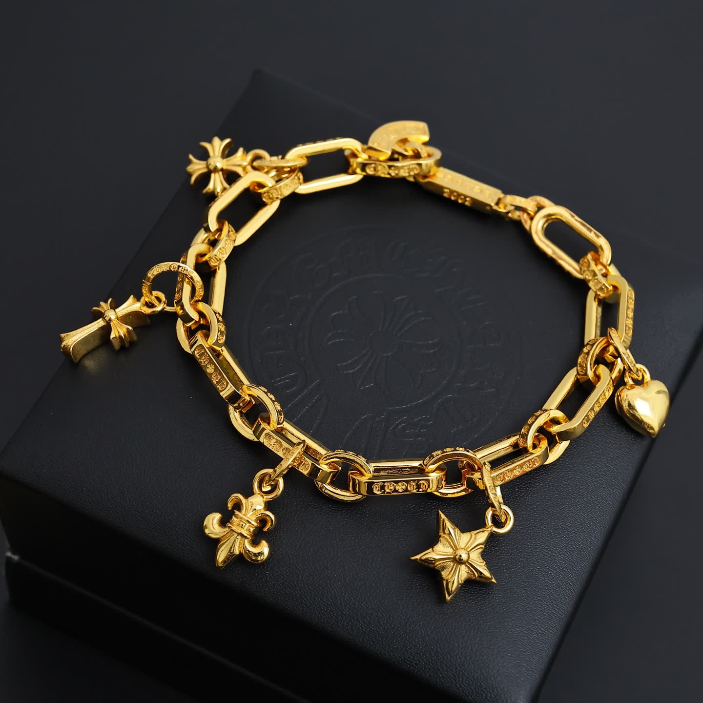Chrome Hearts Gold Charm Bracelet
